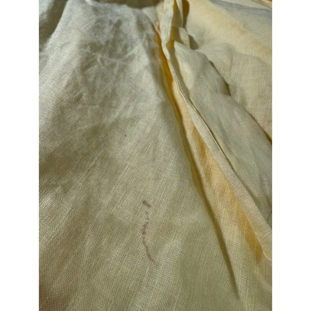 American Living 100%‎ Linen Dress Ruffle Sleeveless Belted Yellow Size 6 Preppy